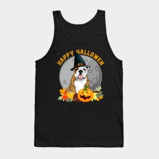 Happy Halloween Bulldog and Pumpkin Tank Top